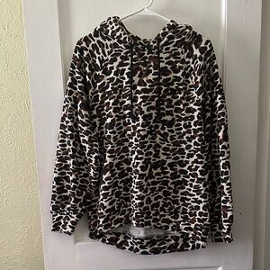 NWT Lou & Grey Long Sleeve Leopard Print Hoodie Sweatshirt Top